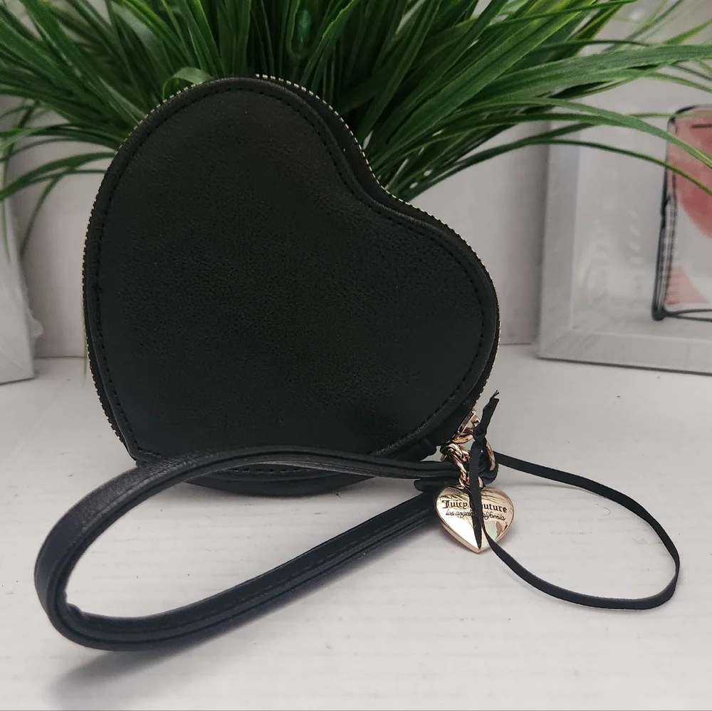 Juicy Couture Black Heart Wristlet Ombre Pink Stones